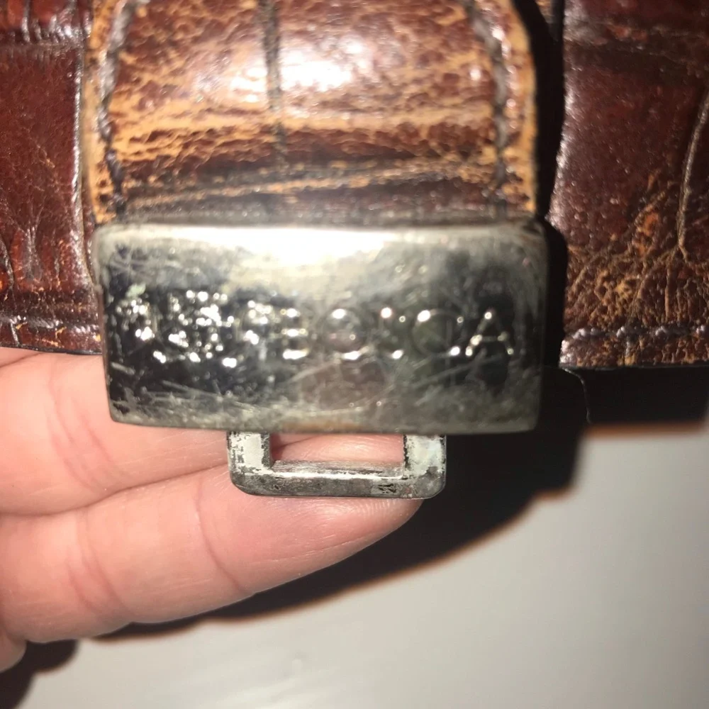 Bosca Brown Crocodile-Embossed Briefcase